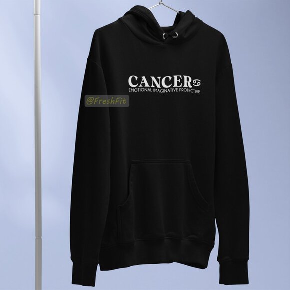 🆕Cancer Zodiac Personality Black Fleece Pullover Hoodie - Picture 2 of 3